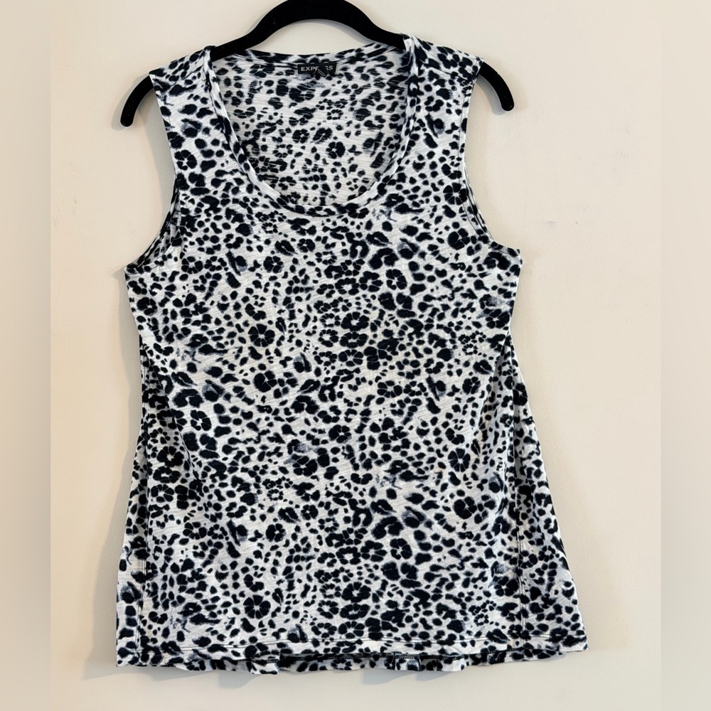 Express Monochrome Leopard Print Tank Top Size M